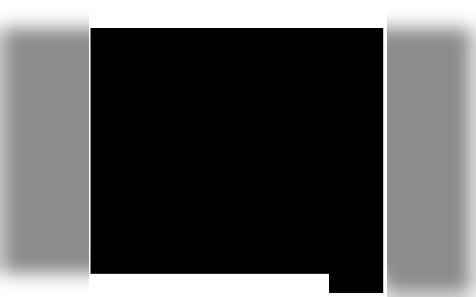 Solid black rectangular silhouette centered against a plain white background